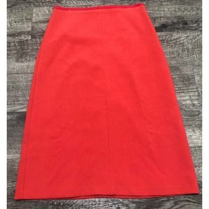 Ann Taylor Red Pencil Skirt Sz 6T Straight Knee Length Lined Back Zipper E34